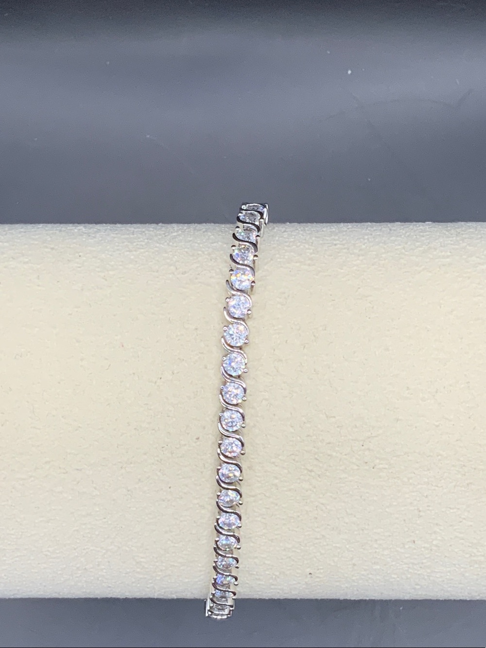 Classic White Cubic Zirconia Tennis Bracelet - Silver Tone